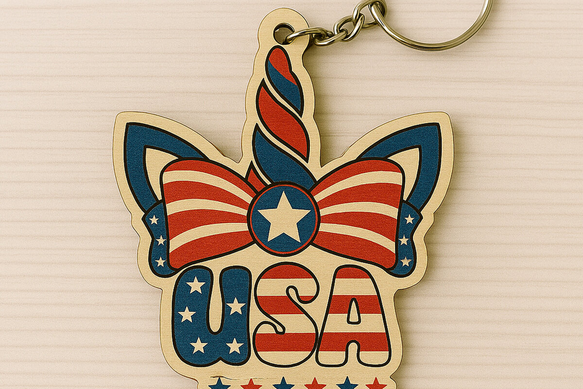 Σετ των 3 Intra απο ξύλο plywood 3mm-4mm πάχος – Μπρελόκ USA Unicorn Bow Δίασταση  5x5 cm INTRAFABR-122669909