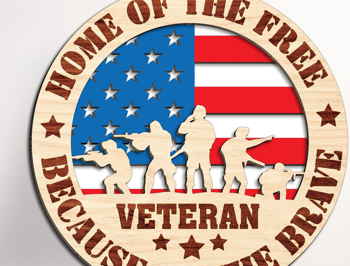 Σετ των 2 Intra απο ξύλο plywood 3mm-4mm πάχος – USA Veteran Stands Lasercut Δίασταση  20x20 cm INTRAFABR-99642423