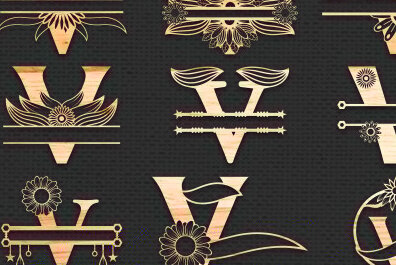 Σετ των 2 Intra απο ξύλο plywood 3mm-4mm πάχος – Κοπή λέιζερ μονογράμματος αλφαβήτου V γράμματος Δίασταση  20x20 cm INTRAFABR-56032667