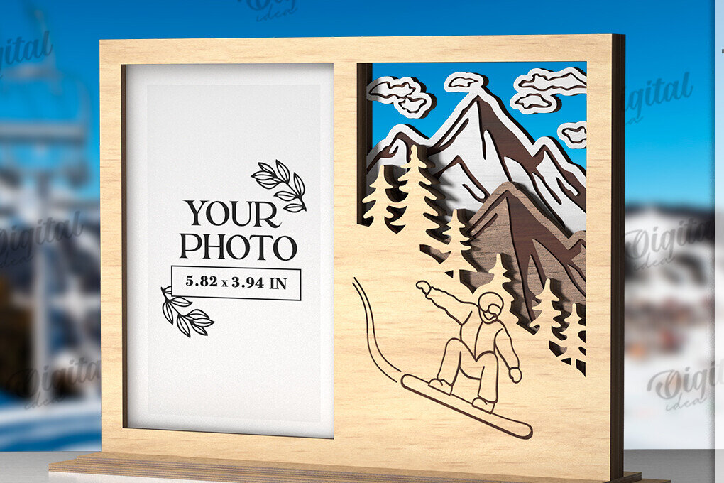 Σετ των 2 Intra απο ξύλο plywood 3mm-4mm πάχος – Πλαίσιο διακοπών Κοπή λέιζερ. Κορνίζα φωτογραφιών Δίασταση  20x20 cm INTRAFABR-121909761