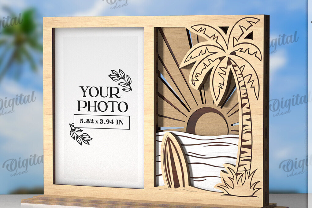 Σετ των 2 Intra απο ξύλο plywood 3mm-4mm πάχος – Πλαίσιο διακοπών Κοπή λέιζερ. Κορνίζα φωτογραφιών Δίασταση  20x20 cm INTRAFABR-121909131