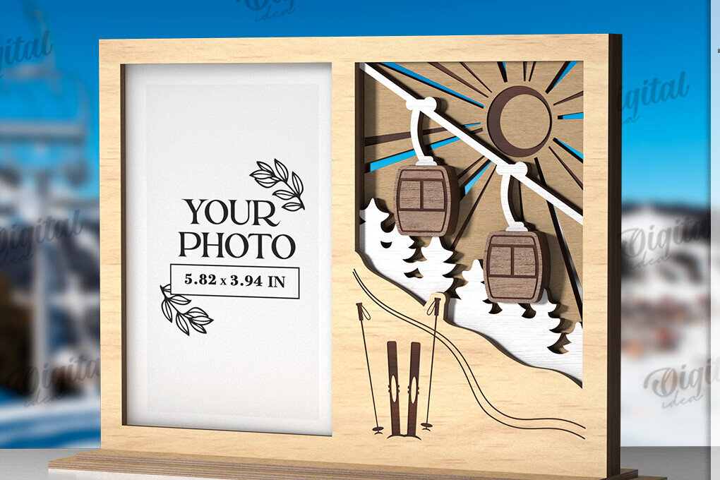 Σετ των 2 Intra απο ξύλο plywood 3mm-4mm πάχος – Πλαίσιο διακοπών Κοπή λέιζερ. Κορνίζα φωτογραφιών Δίασταση  20x20 cm INTRAFABR-121909203