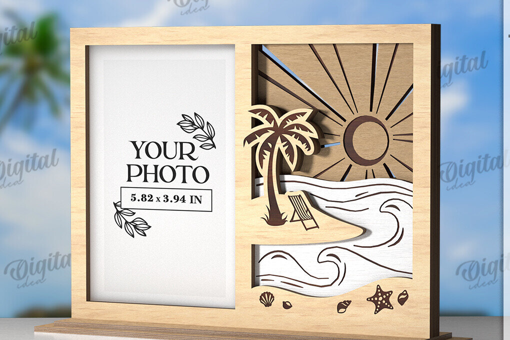 Σετ των 2 Intra απο ξύλο plywood 3mm-4mm πάχος – Πλαίσιο διακοπών Κοπή λέιζερ. Κορνίζα φωτογραφιών Δίασταση  20x20 cm INTRAFABR-121909313