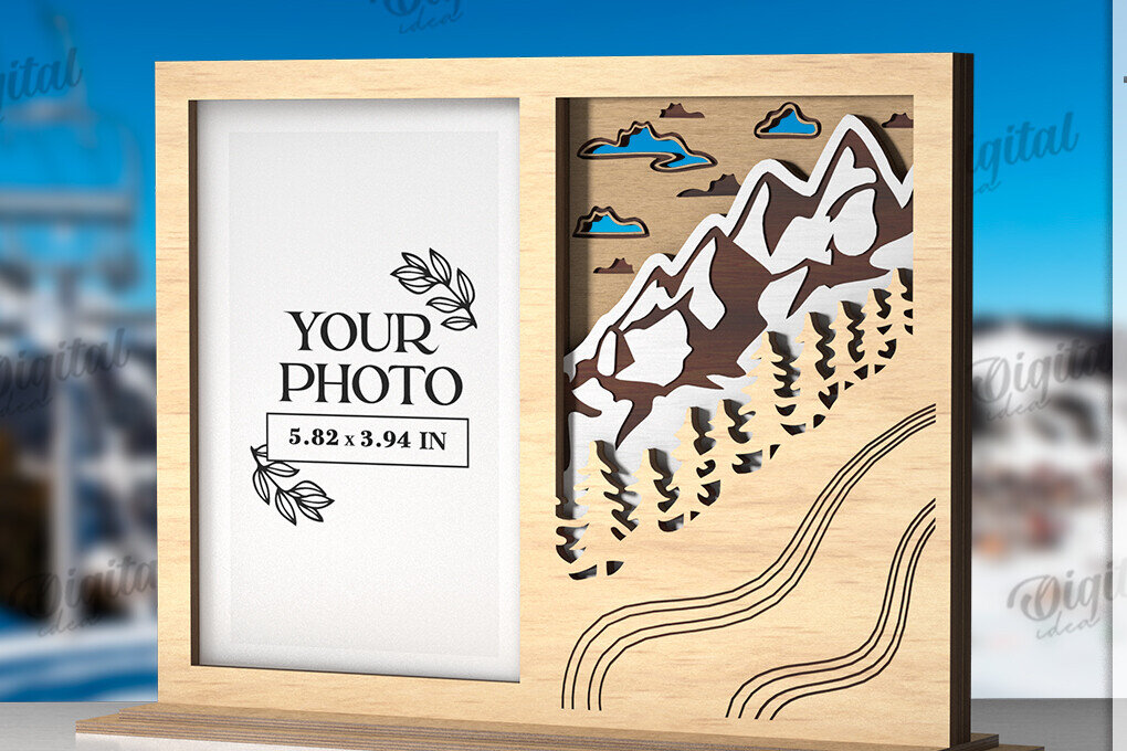 Σετ των 2 Intra απο ξύλο plywood 3mm-4mm πάχος – Πλαίσιο διακοπών Κοπή λέιζερ. Κορνίζα φωτογραφιών Δίασταση  20x20 cm INTRAFABR-121909392