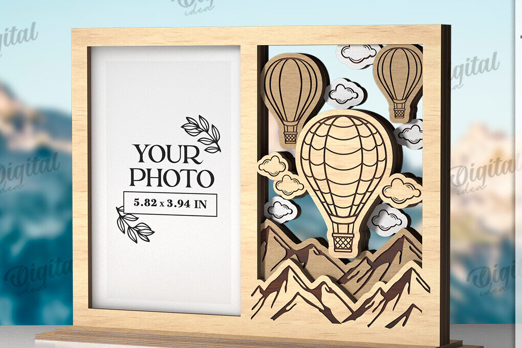 Σετ των 2 Intra απο ξύλο plywood 3mm-4mm πάχος – Πλαίσιο διακοπών Κοπή λέιζερ. Κορνίζα φωτογραφιών Δίασταση  20x20 cm INTRAFABR-121909624