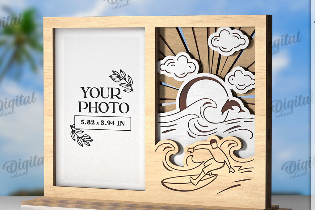 Σετ των 2 Intra απο ξύλο plywood 3mm-4mm πάχος – Πλαίσιο διακοπών Κοπή λέιζερ. Κορνίζα φωτογραφιών Δίασταση  20x20 cm INTRAFABR-121909704