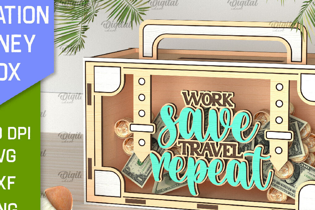 Σετ των 2 Intra απο ξύλο plywood 3mm-4mm πάχος – Vacation Money Box Δίασταση  20x20 cm INTRAFABR-98431016