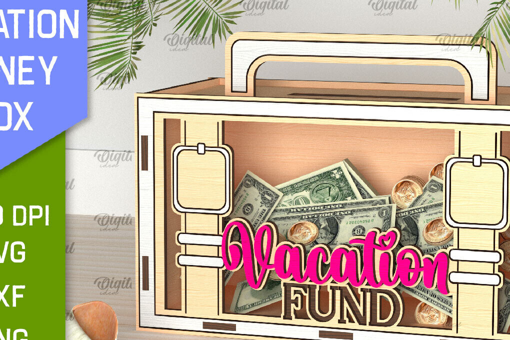 Σετ των 2 Intra απο ξύλο plywood 3mm-4mm πάχος – Vacation Money Box Δίασταση  20x20 cm INTRAFABR-98430650