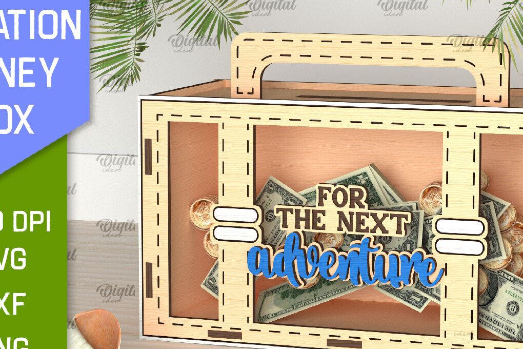 Σετ των 2 Intra απο ξύλο plywood 3mm-4mm πάχος – Vacation Money Box Δίασταση  20x20 cm INTRAFABR-98430719