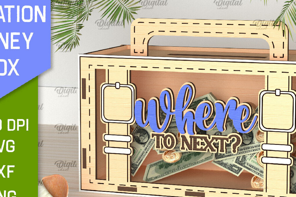 Σετ των 2 Intra απο ξύλο plywood 3mm-4mm πάχος – Vacation Money Box Δίασταση  20x20 cm INTRAFABR-98430917