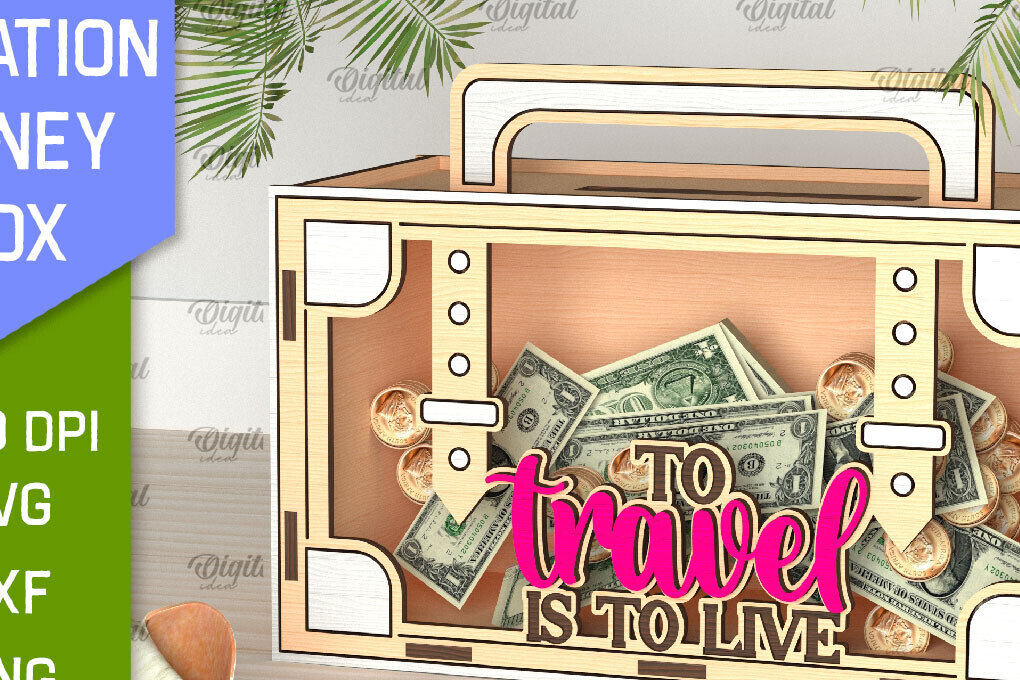 Σετ των 2 Intra απο ξύλο plywood 3mm-4mm πάχος – Vacation Money Box Δίασταση  20x20 cm INTRAFABR-98430950