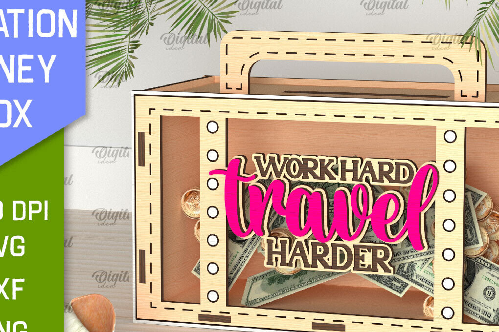 Σετ των 2 Intra απο ξύλο plywood 3mm-4mm πάχος – Vacation Money Box Δίασταση  20x20 cm INTRAFABR-98430974