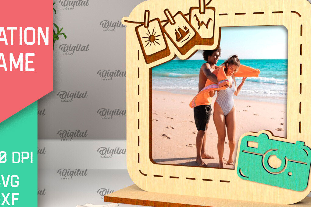 Σετ των 2 Intra απο ξύλο plywood 3mm-4mm πάχος – Κοπή λέιζερ κορνίζας διακοπών Δίασταση  20x20 cm INTRAFABR-98904719