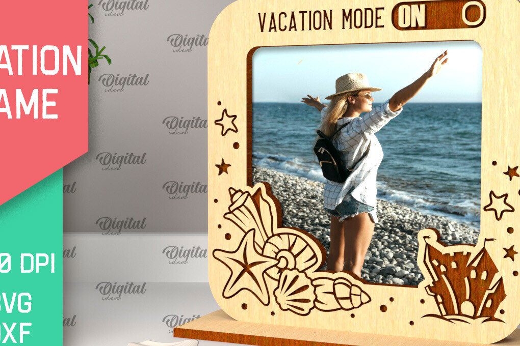 Σετ των 2 Intra απο ξύλο plywood 3mm-4mm πάχος – Κοπή λέιζερ κορνίζας διακοπών Δίασταση  20x20 cm INTRAFABR-98904439