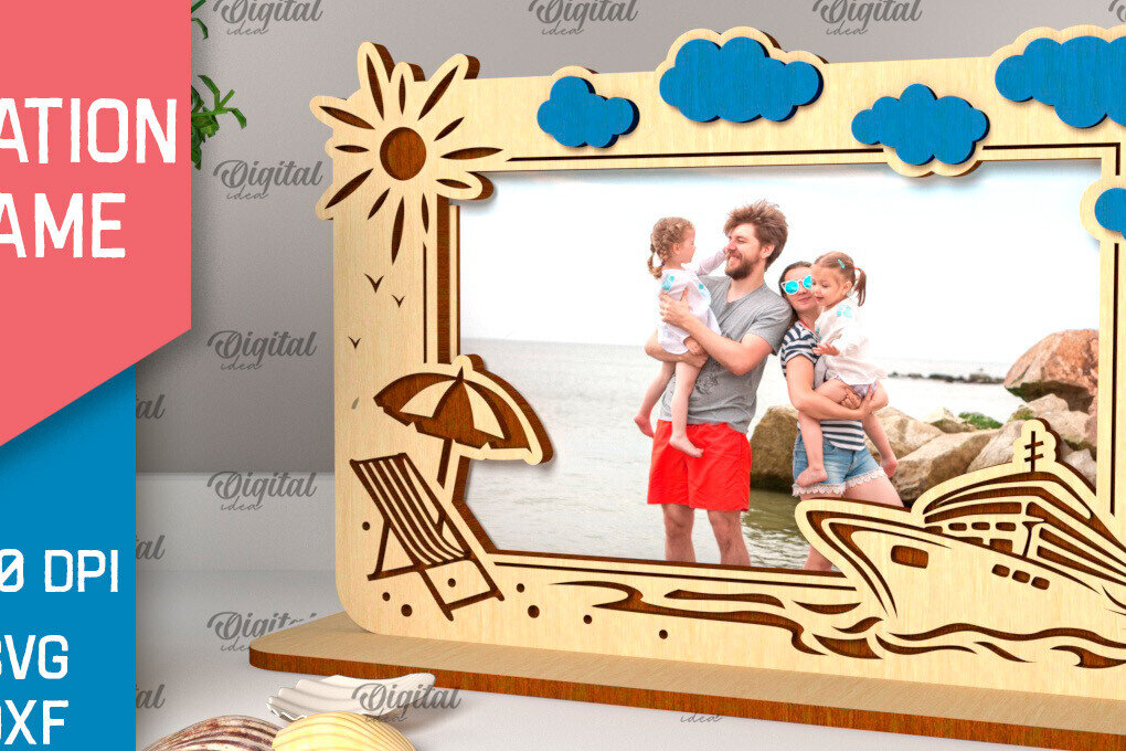 Σετ των 2 Intra απο ξύλο plywood 3mm-4mm πάχος – Κοπή λέιζερ κορνίζας διακοπών Δίασταση  20x20 cm INTRAFABR-98904477