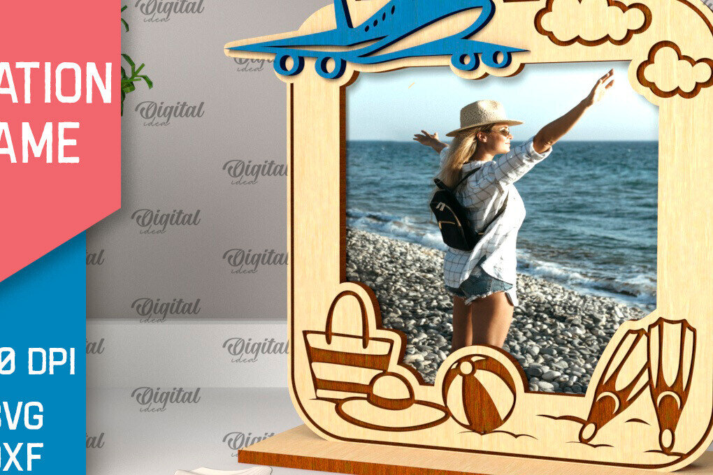 Σετ των 2 Intra απο ξύλο plywood 3mm-4mm πάχος – Κοπή λέιζερ κορνίζας διακοπών Δίασταση  20x20 cm INTRAFABR-98904490