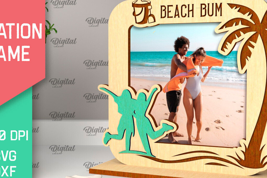 Σετ των 2 Intra απο ξύλο plywood 3mm-4mm πάχος – Κοπή λέιζερ κορνίζας διακοπών Δίασταση  20x20 cm INTRAFABR-98904512