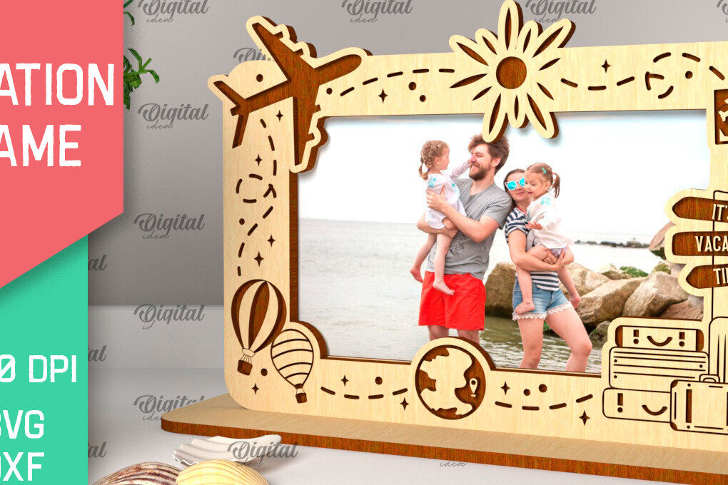 Σετ των 2 Intra απο ξύλο plywood 3mm-4mm πάχος – Κοπή λέιζερ κορνίζας διακοπών Δίασταση  20x20 cm INTRAFABR-98904658