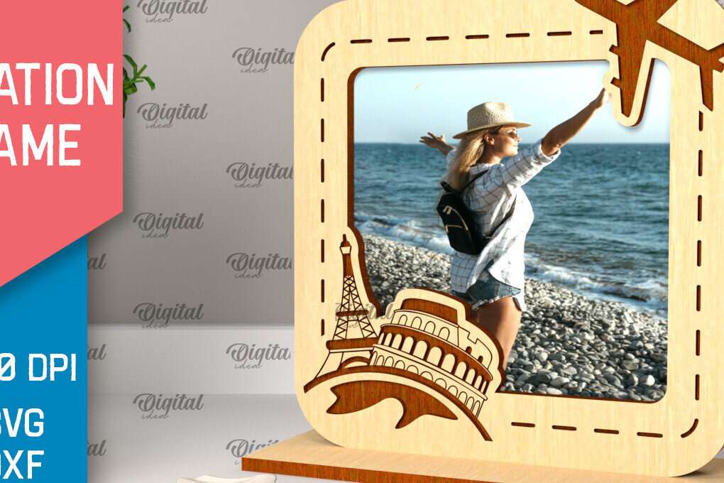 Σετ των 2 Intra απο ξύλο plywood 3mm-4mm πάχος – Κοπή λέιζερ κορνίζας διακοπών Δίασταση  20x20 cm INTRAFABR-98904679