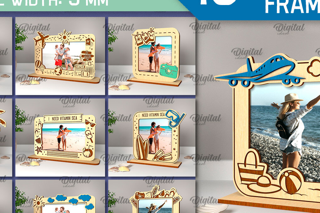 Σετ των 2 Intra απο ξύλο plywood 3mm-4mm πάχος – Πακέτο κοπής με λέιζερ κορνίζες διακοπών Δίασταση  20x20 cm INTRAFABR-98918445