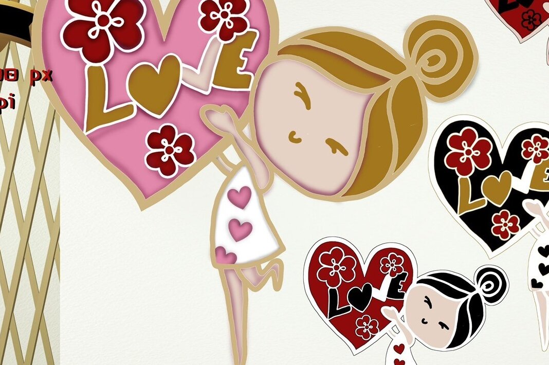 Σετ των 2 Intra απο ξύλο plywood 3mm-4mm πάχος – Valentine 3D Little Angle Δίασταση  20x20 cm INTRAFABR-55303293