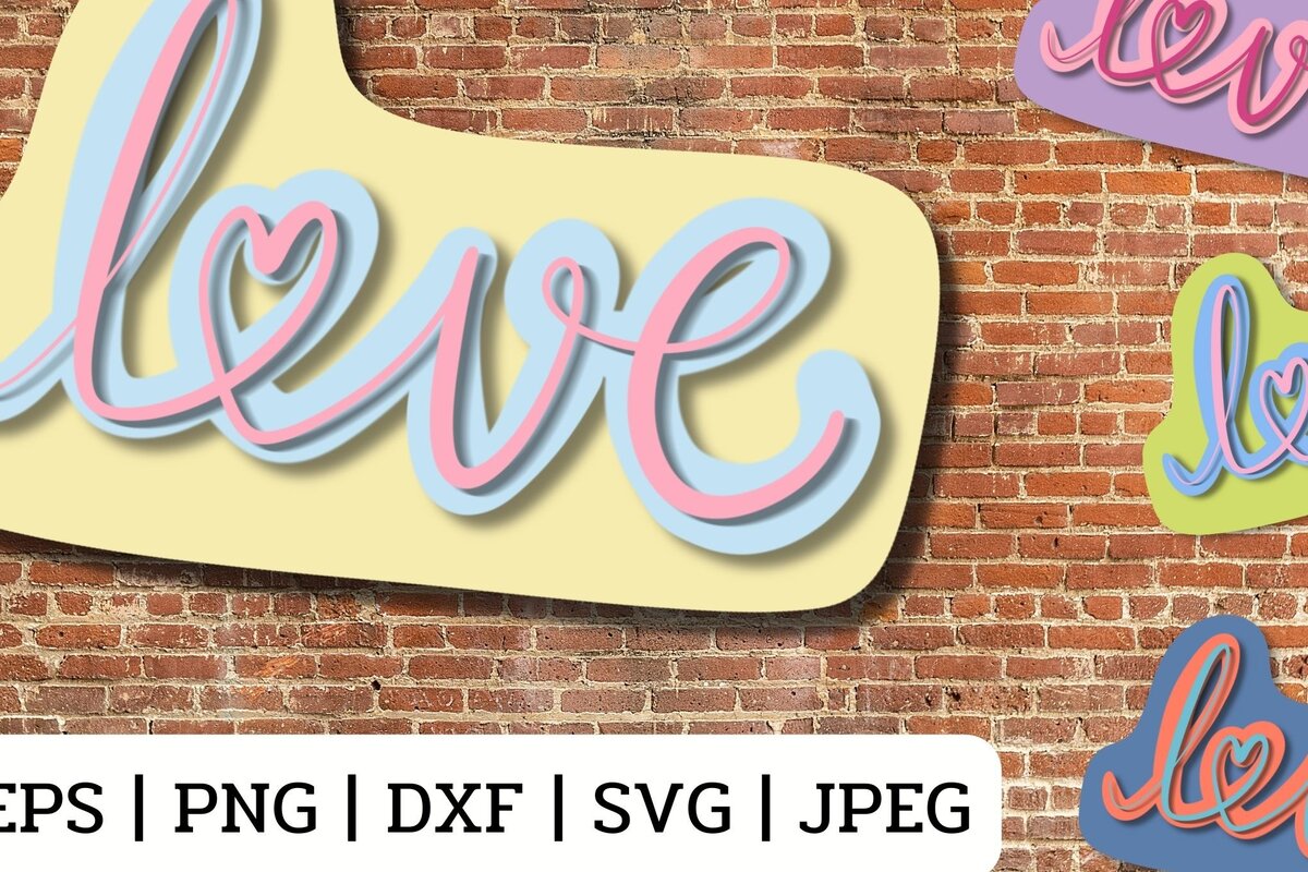 Σετ των 2 Intra απο ξύλο plywood 3mm-4mm πάχος – Αγίου Βαλεντίνου τρισδιάστατο κείμενο αγάπης Δίασταση  20x20 cm INTRAFABR-56257298