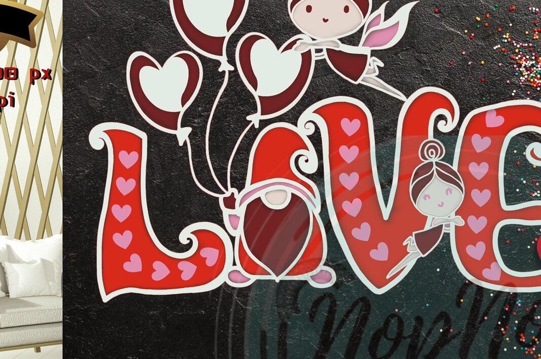 Σετ των 2 Intra απο ξύλο plywood 3mm-4mm πάχος – Valentine 3D Love V.2 Δίασταση  20x20 cm INTRAFABR-55673319