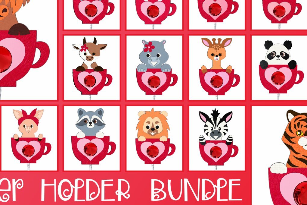 Σετ των 2 Intra απο ξύλο plywood 3mm-4mm πάχος – Πακέτο θήκης γλειφιτζούρι με ζώα Valentine Δίασταση  20x20 cm INTRAFABR-90404297