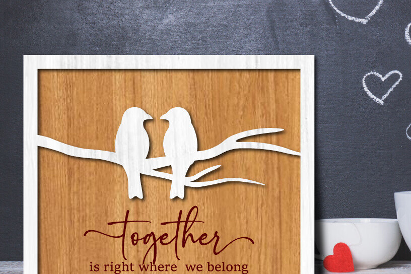 Σετ των 2 Intra απο ξύλο plywood 3mm-4mm πάχος – Δώρο Ξύλινο Ζευγάρι Βαλεντίνου/Επετείου Δίασταση  20x20 cm INTRAFABR-114141597