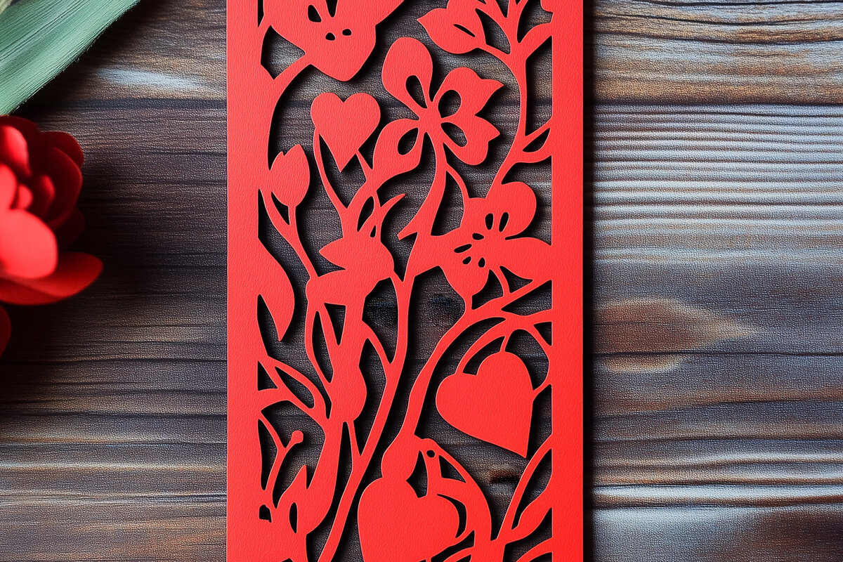Σετ των 2 Intra απο ξύλο plywood 3mm-4mm πάχος – Valentine Bookmark Δίασταση  20x20 cm INTRAFABR-112088237