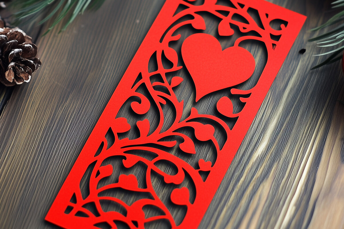 Σετ των 2 Intra απο ξύλο plywood 3mm-4mm πάχος – Valentine Bookmark Δίασταση  20x20 cm INTRAFABR-112088950