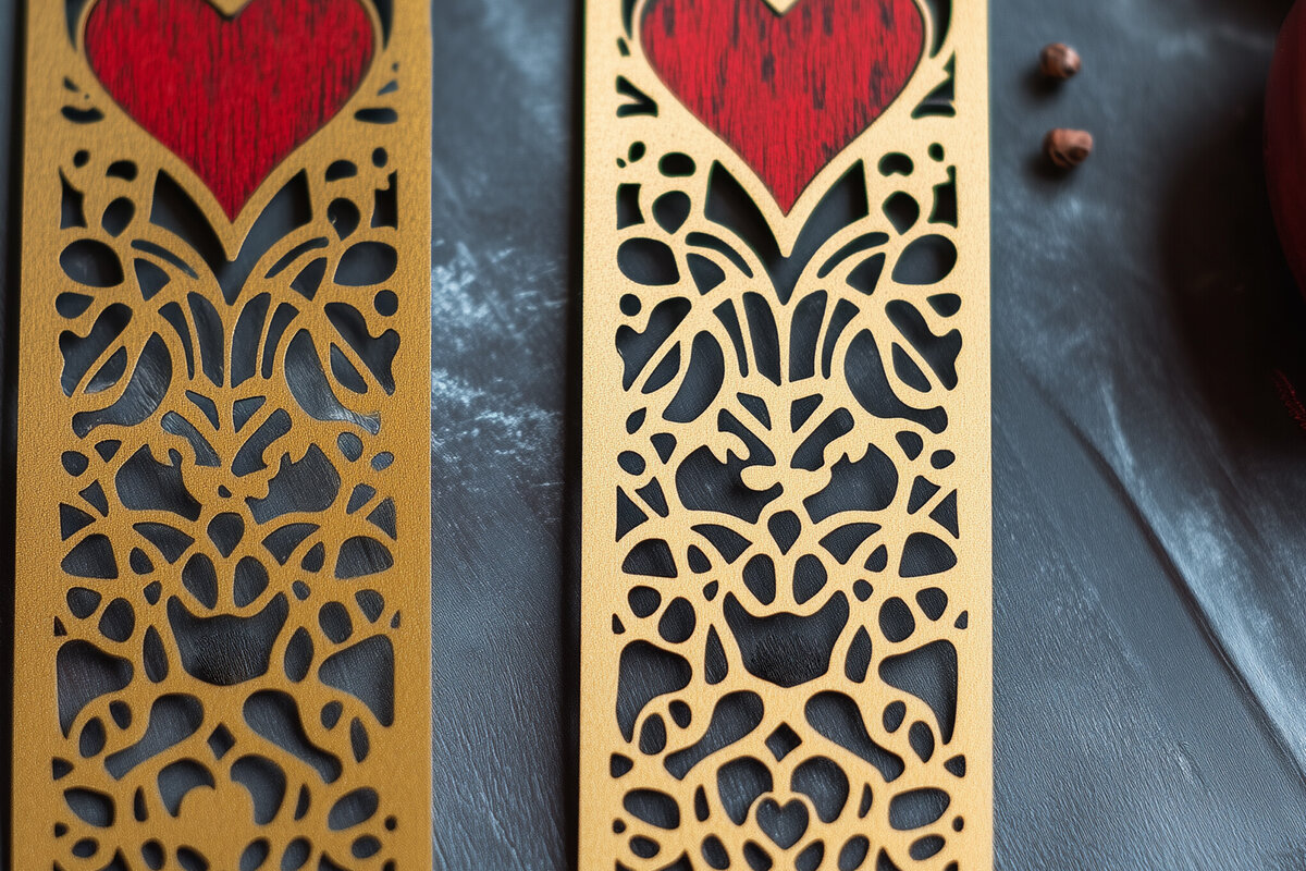 Σετ των 2 Intra απο ξύλο plywood 3mm-4mm πάχος – Valentine Bookmark Δίασταση  20x20 cm INTRAFABR-112093759