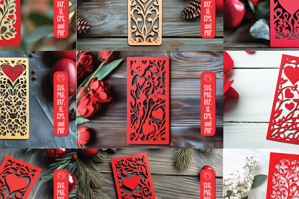 Σετ των 2 Intra απο ξύλο plywood 3mm-4mm πάχος – Πακέτο Cut σελιδοδείκτη Valentine Δίασταση  20x20 cm INTRAFABR-112096886