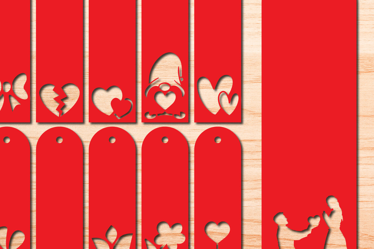 Σετ των 2 Intra απο ξύλο plywood 3mm-4mm πάχος – Πακέτο σελιδοδεικτών Valentine Paper Cut Δίασταση  20x20 cm INTRAFABR-29472761