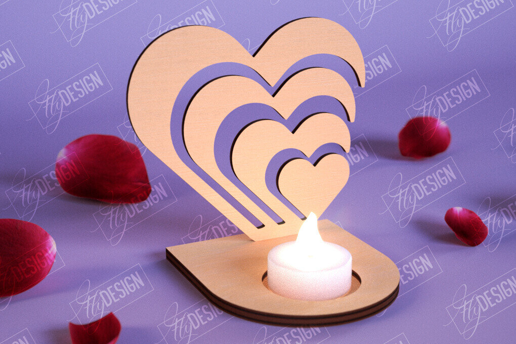 Σετ των 2 Intra απο ξύλο plywood 3mm-4mm πάχος – Κηροπήγιο Αγίου Βαλεντίνου | Κηροπήγιο Δίασταση  20x20 cm INTRAFABR-110115468