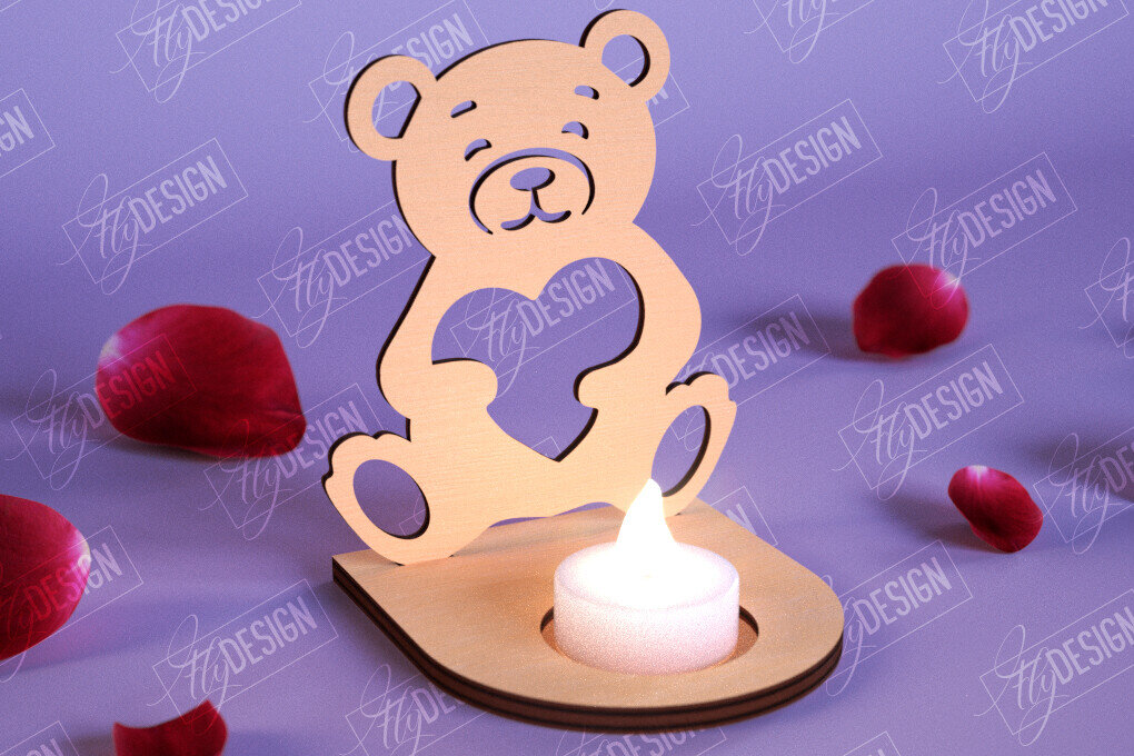 Σετ των 2 Intra απο ξύλο plywood 3mm-4mm πάχος – Κηροπήγιο Αγίου Βαλεντίνου | Κηροπήγιο Δίασταση  20x20 cm INTRAFABR-110115474