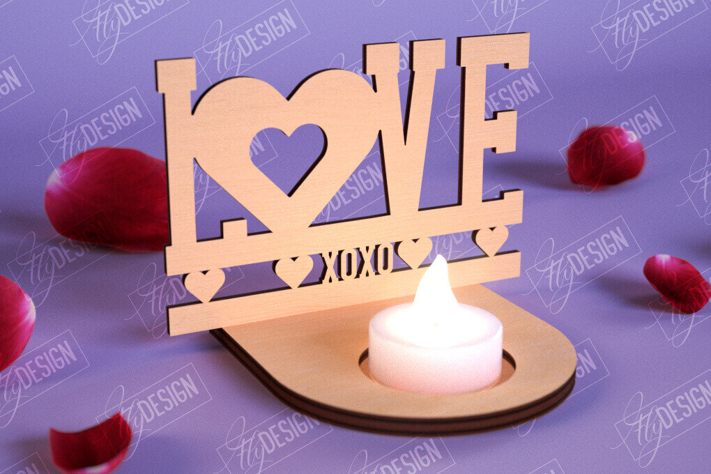 Σετ των 2 Intra απο ξύλο plywood 3mm-4mm πάχος – Κηροπήγιο Αγίου Βαλεντίνου | Κηροπήγιο Δίασταση  20x20 cm INTRAFABR-110115479