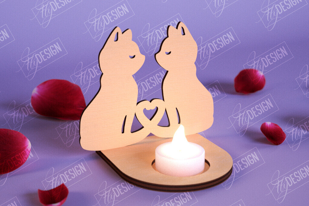 Σετ των 2 Intra απο ξύλο plywood 3mm-4mm πάχος – Κηροπήγιο Αγίου Βαλεντίνου | Κηροπήγιο Δίασταση  20x20 cm INTRAFABR-110115496