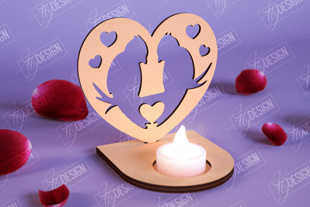 Σετ των 2 Intra απο ξύλο plywood 3mm-4mm πάχος – Κηροπήγιο Αγίου Βαλεντίνου | Κηροπήγιο Δίασταση  20x20 cm INTRAFABR-110115499