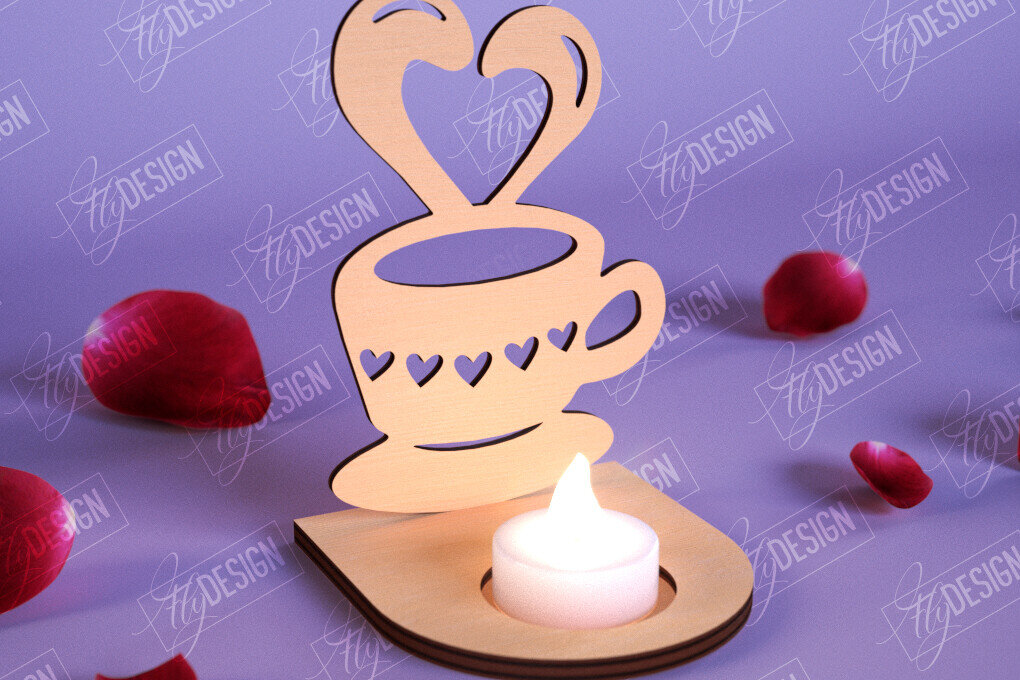 Σετ των 2 Intra απο ξύλο plywood 3mm-4mm πάχος – Κηροπήγιο Αγίου Βαλεντίνου | Κηροπήγιο Δίασταση  20x20 cm INTRAFABR-110115460