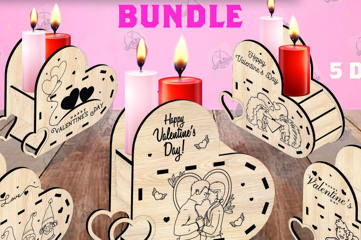 Σετ των 2 Intra απο ξύλο plywood 3mm-4mm πάχος – Δέσμη κοπής με λέιζερ για κεριά Αγίου Βαλεντίνου Δίασταση  20x20 cm INTRAFABR-110515922