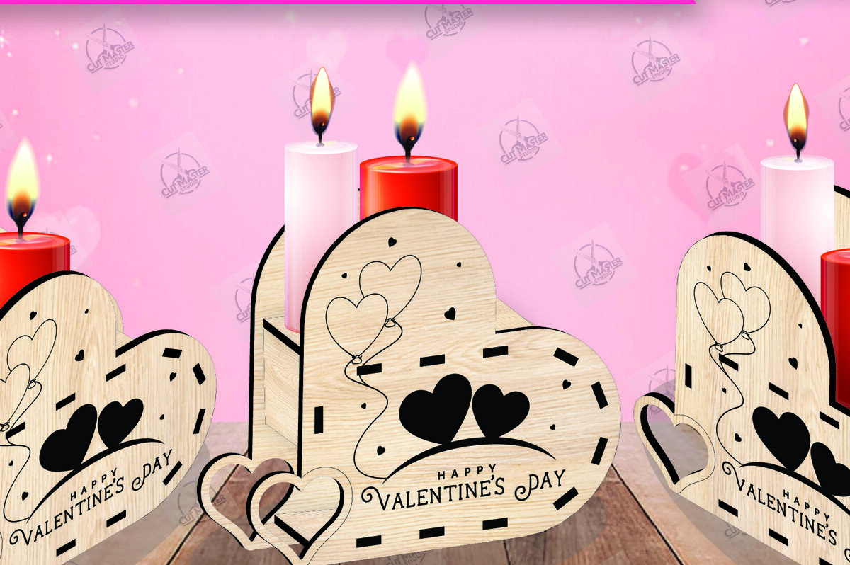 Σετ των 2 Intra απο ξύλο plywood 3mm-4mm πάχος – Κηροπήγιο Valentine Δίασταση  20x20 cm INTRAFABR-110515844