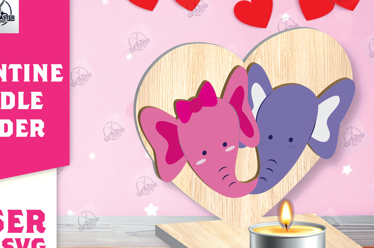 Σετ των 2 Intra απο ξύλο plywood 3mm-4mm πάχος – Κηροπήγιο Valentine Δίασταση  20x20 cm INTRAFABR-113193960