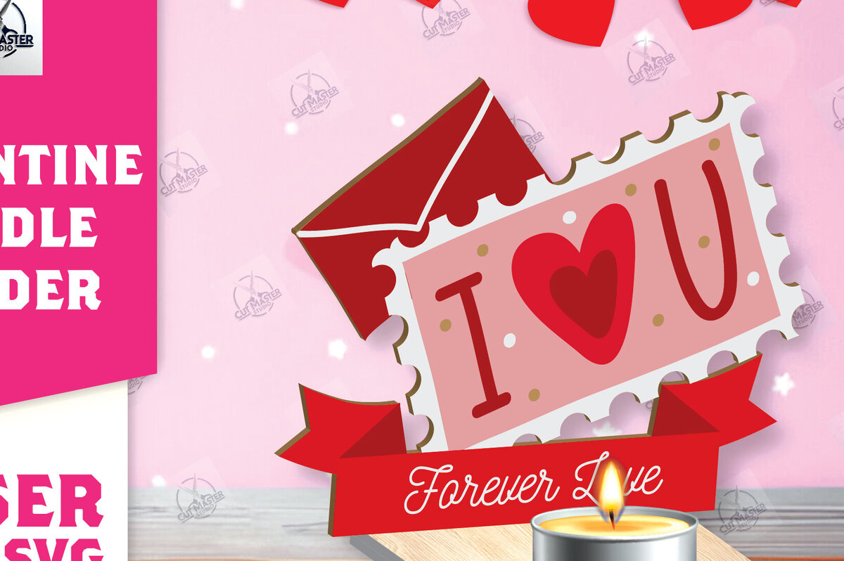 Σετ των 2 Intra απο ξύλο plywood 3mm-4mm πάχος – Κηροπήγιο Valentine Δίασταση  20x20 cm INTRAFABR-113194054