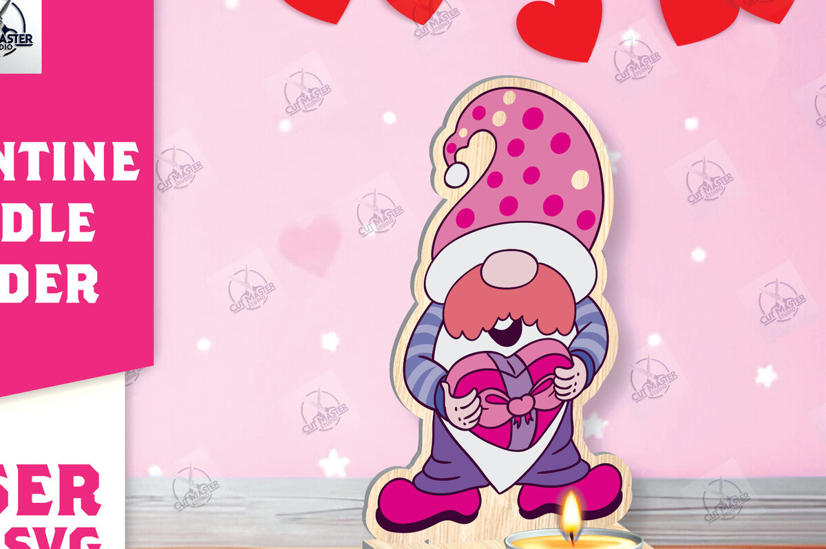 Σετ των 2 Intra απο ξύλο plywood 3mm-4mm πάχος – Κηροπήγιο Valentine Δίασταση  20x20 cm INTRAFABR-113194225