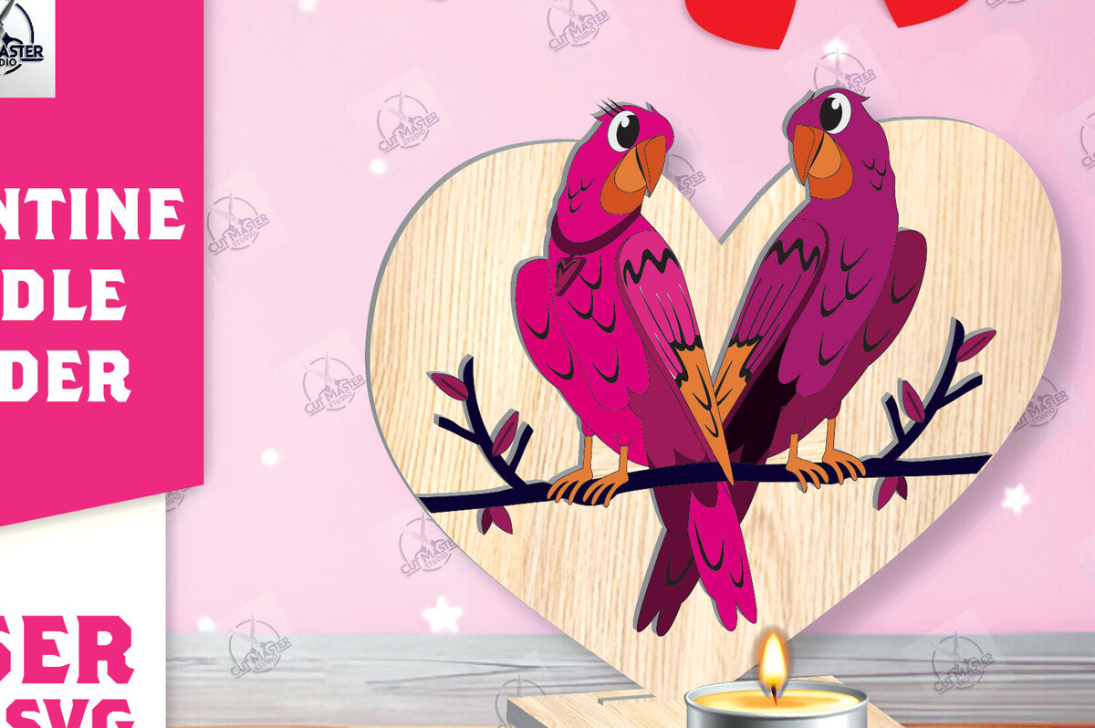 Σετ των 2 Intra απο ξύλο plywood 3mm-4mm πάχος – Κηροπήγιο Valentine Δίασταση  20x20 cm INTRAFABR-113194260