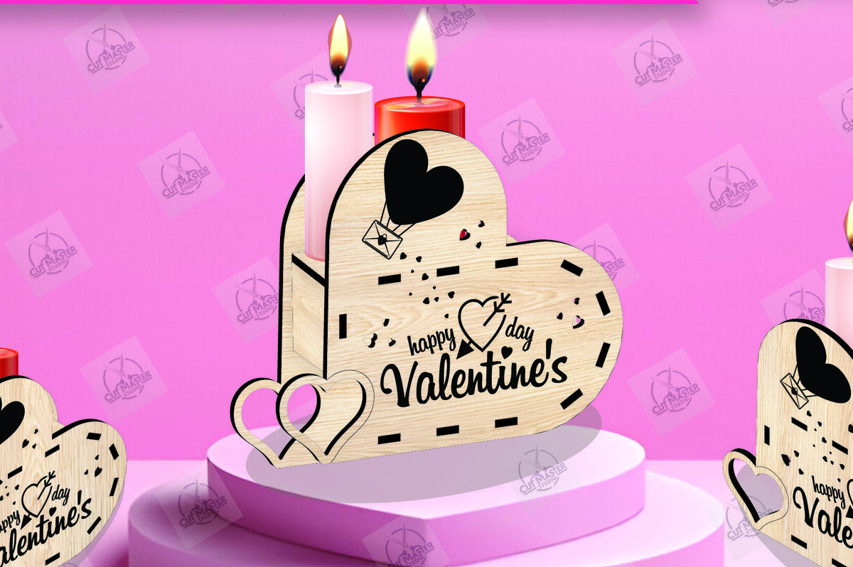 Σετ των 2 Intra απο ξύλο plywood 3mm-4mm πάχος – Κηροπήγιο Valentine Δίασταση  20x20 cm INTRAFABR-110467644