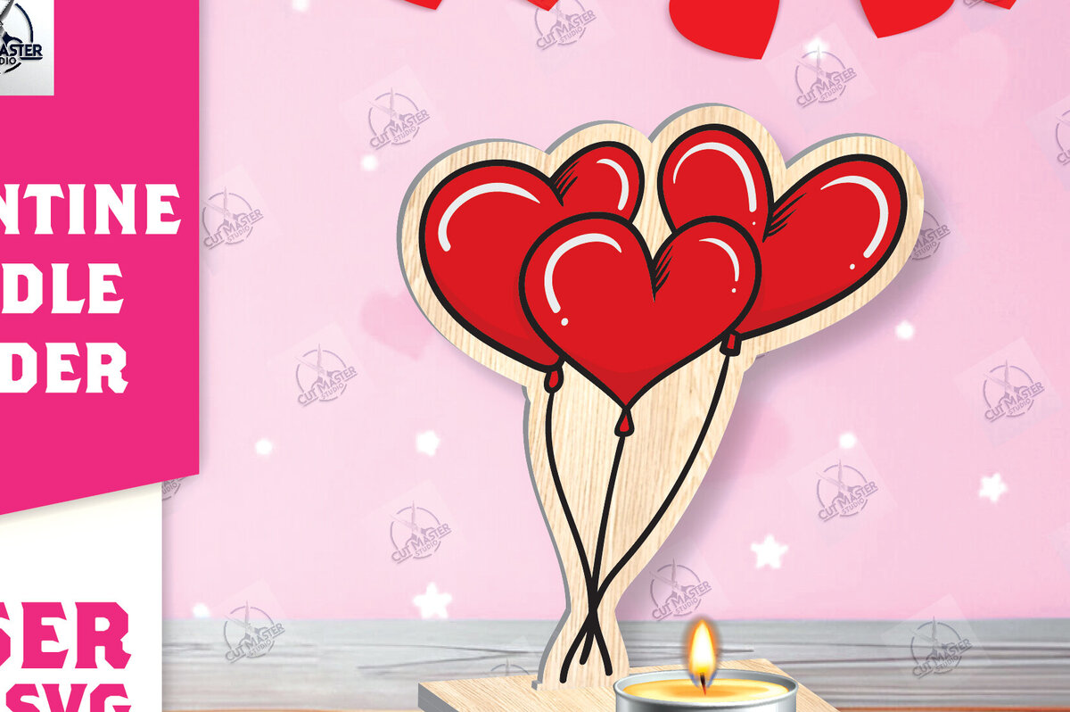 Σετ των 2 Intra απο ξύλο plywood 3mm-4mm πάχος – Κηροπήγιο Valentine Δίασταση  20x20 cm INTRAFABR-113194365