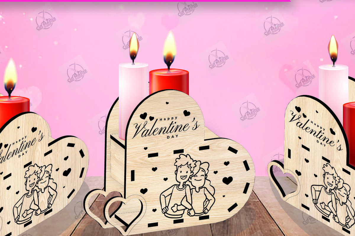 Σετ των 2 Intra απο ξύλο plywood 3mm-4mm πάχος – Κηροπήγιο Valentine Δίασταση  20x20 cm INTRAFABR-110515722