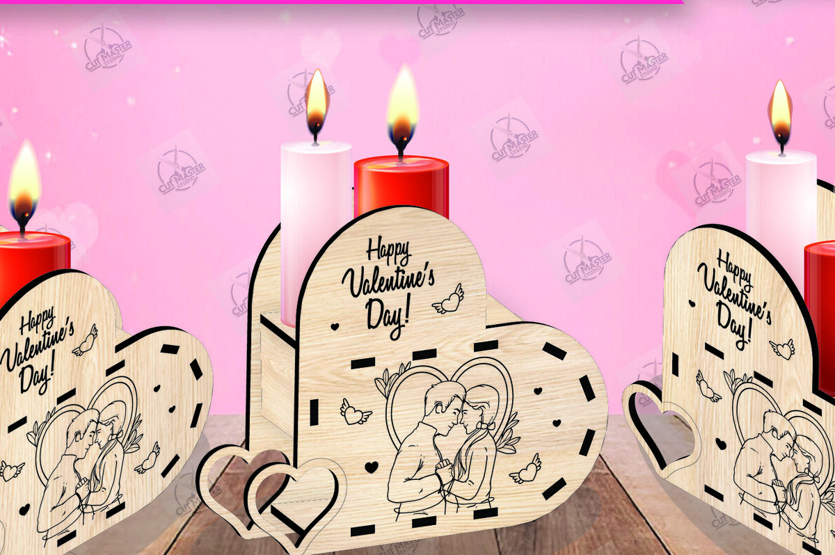 Σετ των 2 Intra απο ξύλο plywood 3mm-4mm πάχος – Κηροπήγιο Valentine Δίασταση  20x20 cm INTRAFABR-110515743